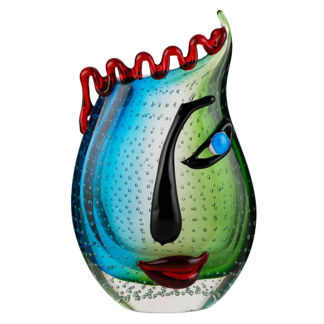 Handmade Abstract Figure Murano Art Glass Vase Unique Blown Technique for Home Decoration