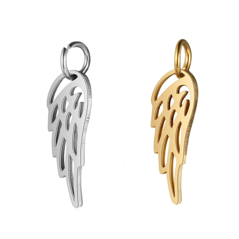 Stainless Steel Angel Wing Rose Gold Feather Charms Pendant Wholesale Accessories