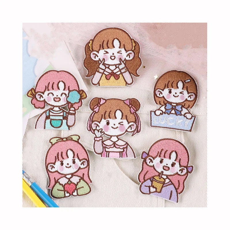 Diy Hot Self-adhesive Cartoon Character Princess Clothing Patches for Pet Stationery Box Notebook Shoe Hats Custom Garment Patch