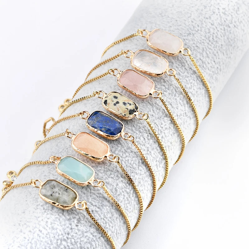 Factory Custom Simple Design Faceted Stone Bohemian Adjustable Stone Girl Bracelet