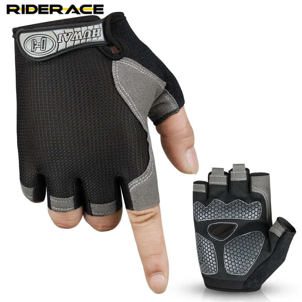 RIDERACE Summer Fashion Sports Half Fingered Gloves High Elastic Breathable Mesh Non-slip  Outdoor Cycling Hiking Equipment