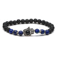 6mm Volcanic Stone Lapis Lazuli Fatima Devil Eye Beaded Bracelet
