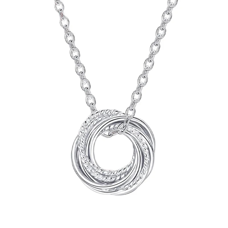 Birthday Gifts S925 Silver 50th Anniversary Friendship Charm Circle Pendant Necklaces for Women