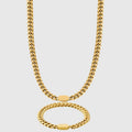 Wholesale 8mm 18K Gold Plated 316L Stainless Steel Jewelry Fashionable Cuban Link Chain Necklace Bracelet for Men Weddings Gifts