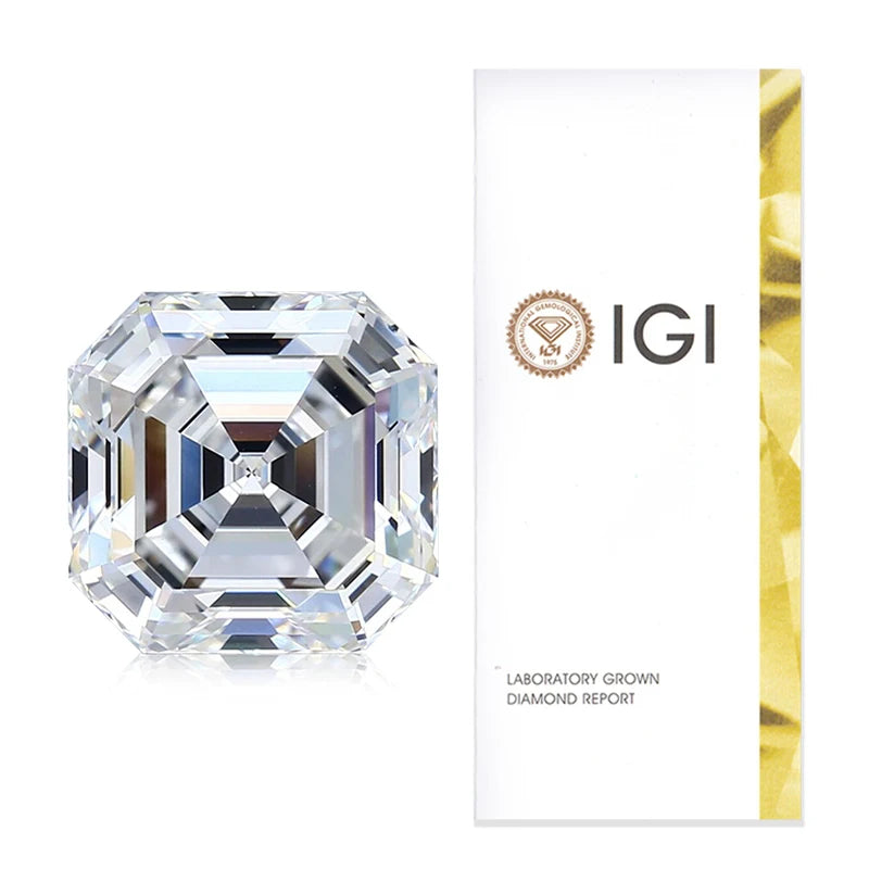 Starsgem 1ct 2ct 3ct D VS1  CVD Diamond Excellent Diamond Asscher Cut Lab Grown Diamond