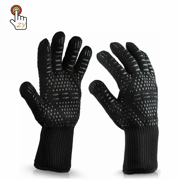 Heat Resistant Fire Retardant Kitchen Oven Mitts Barbecue Grilling Gloves for Cooking Baking