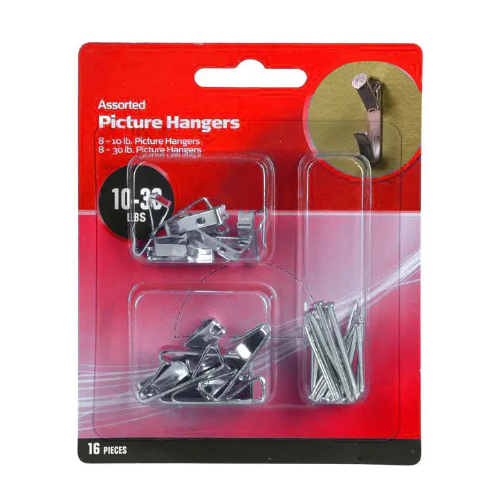 Shanfeng 16 Piece Zinc Assorted Picture Hanger Hook