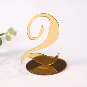 Gold Acrylic Numbers Wedding Birthday Party Gold Mirror Acrylic Laser Cut Table Number Plate Table Sign Stand