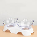 Pet Supplies Cat Bowl 15 Degrees Slanted Cervical Protection Transparent Double Pet Cat Food Bowl Elevated