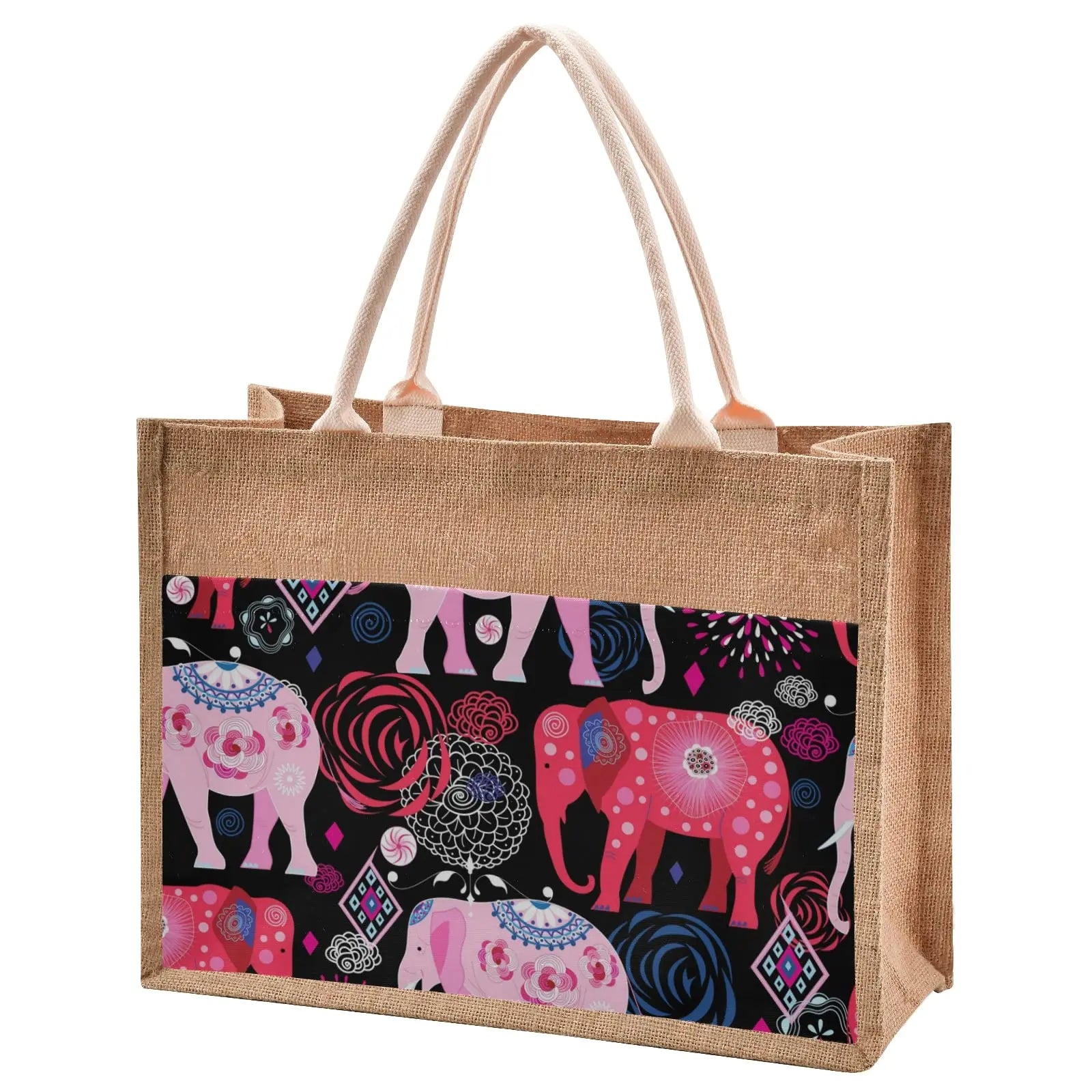 Sinestour Beautiful Elephants Jute Bag