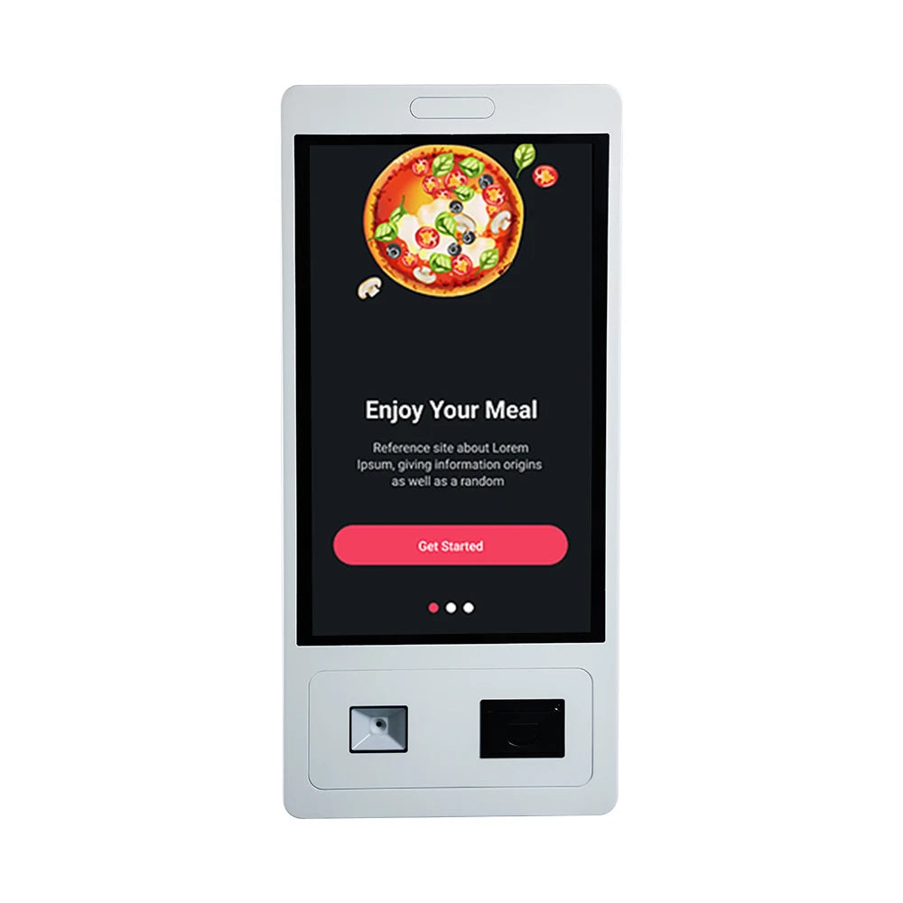 Indoor Semi-outdoor Wall Mounted 21.5 22 Inch Wall Mouted Self Ordering Fast Food Self Payment Kiosk With Printer QR Scanner