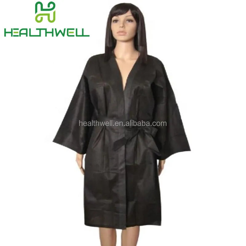 Disposable Non Woven Materials Spa Robes Travel Kimono Bathrobe