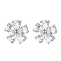 A003E3 Abiding Classic Five-petaled Pear Cut Lab Grown White Sapphire 925 Silver Flower Shape Stud Earrings for Ladies Girls