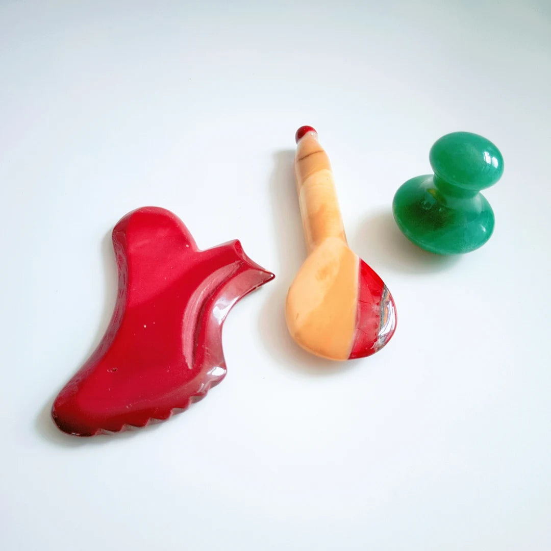 DIY Latest Arrival Mookaite jasper Gua Sha Customized logo Scraping Spoon Plate Spiky Guastone Crystal