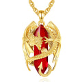 Merryshine 3D Dragon Gold-Plated Copper Animal Real Crystal Stone Jewelry Red Jade Dragon Necklace for Kids Trendy Link Chain