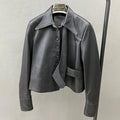 Wholesale Custom Fashion Black Crop Women Real Sheepskin Leather Jacket