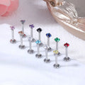 Popular Titanium Body Jewelry 16g Round Labret Lip Piercing Ear Studs with Cubic Zirconia Gem and Pearl Claw Setting
