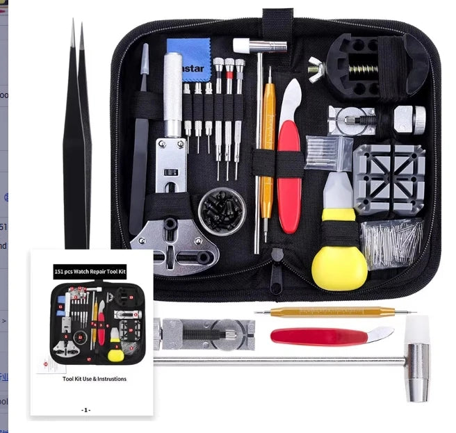 144 Pcs Portable Diy Watch Repair Tool Kit of Tools Set Remove Band Opener Screwdriver Set