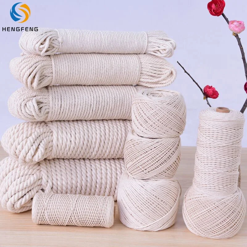 Wholesale 1mm-20mm 3mm 4mm 5mm Macrame Cord Braided Twisted String Cords 100% Cotton Rope