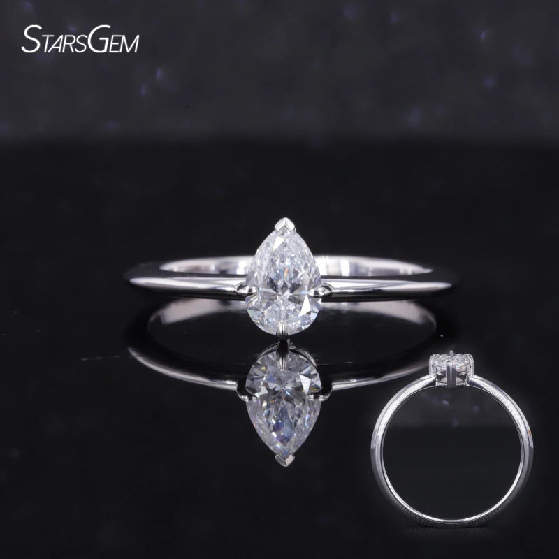 4x6mm Pear 14K White Gold Fine Jewelry Starsgem Custom Ring Loose Diamond Wedding DEF VVS CVD Hpht Lab Grown Diamond Ring