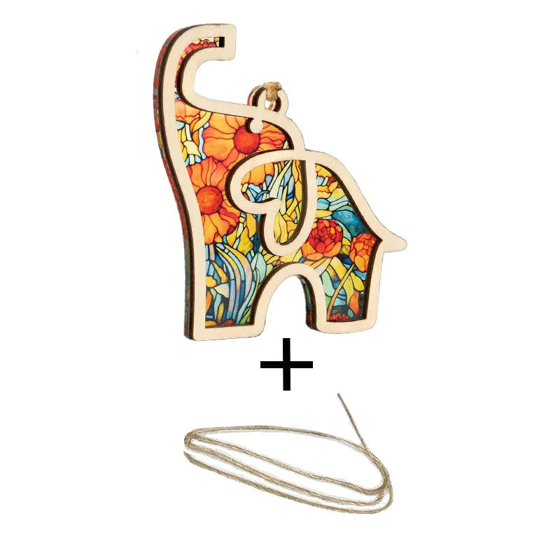 Tailai Art Deco Wooden Elephant Ornament Still Life Hanging Friendship Gift for Best Sisters Sisterhood Story Card Included