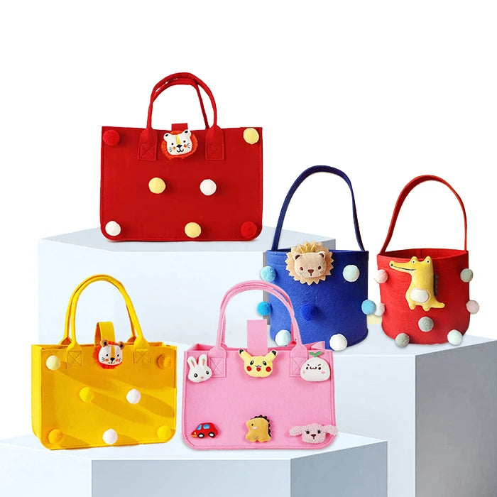 Customized  Gift Cute Cartoon Fansional Shopping  Felt Tote Handbag  Bag Cute Handbag with Multiple Styles of Felt Materials