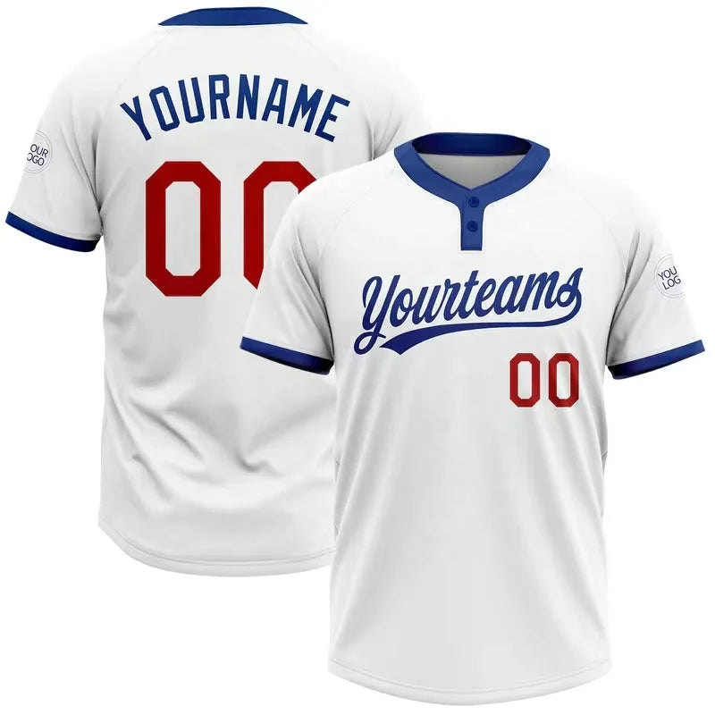 Custom Team 2 Buttons Sublimated 100% Polyester Breathable Plus Size Softball Jersey Shirt Slim Fit for Men