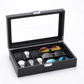PU Leather Carbon Fiber Watch Glasses Eyewear Spectacles Storage Show Display Case Box