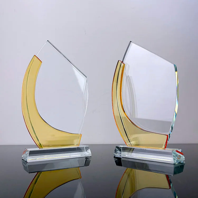 Blank Yellow Crystal Plaque Glass Trophy MH-J0080