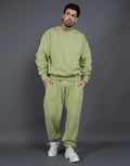 Unisex 400GSM Cotton Crew Neck Men's Hoodie Suit Casual Sweater Pants Two-piece Set