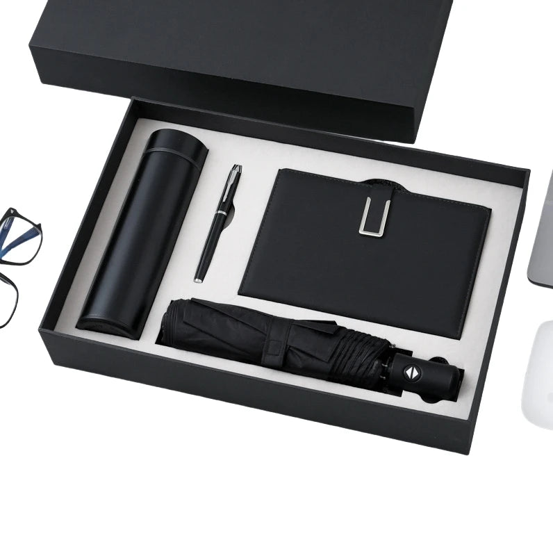 Business Gift Led Display Cup and Umbrella Set Practical High-end Blue Gift Box Enterprise Activity Can Customize Logo