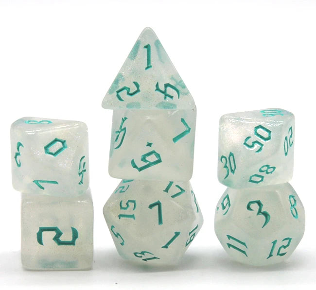 HS White Glitter D20 Polyhedral Acrylic RPG Dice 16mm Size Different Color Typeface for DND Board and Card Games MegaBDM
