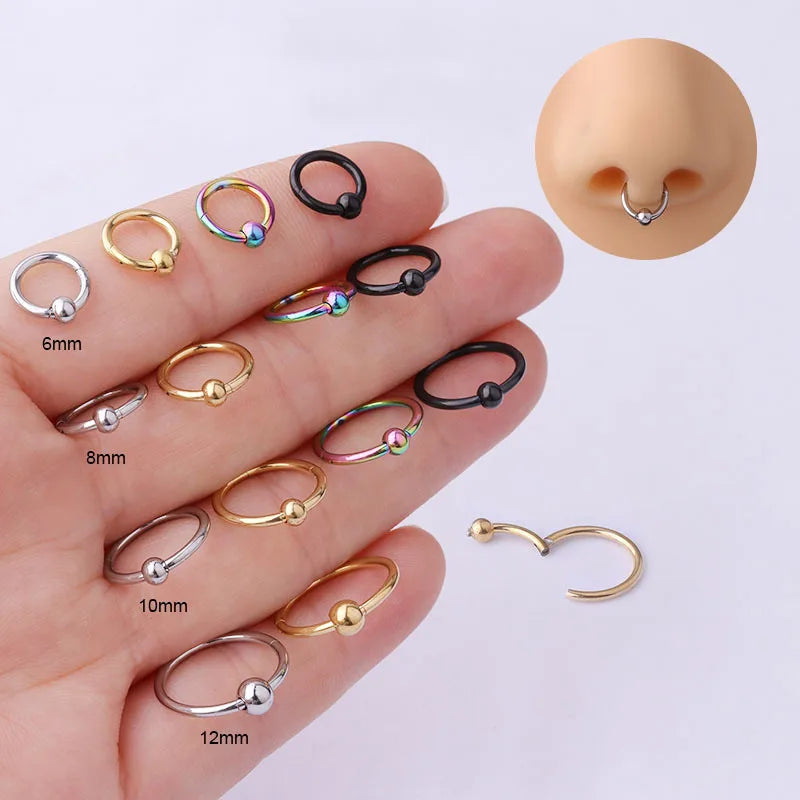 Dropshipping Stocks Selling 1.2MM Classic Nose Piercing Jewelry Double Hoop Nose Ring African Body Jewelry Nose Cuff for Women
