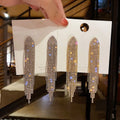 Hot Sale Rhinestone Geometric Earrings European and American Fashion Long Tassel Bling Earrings for Women