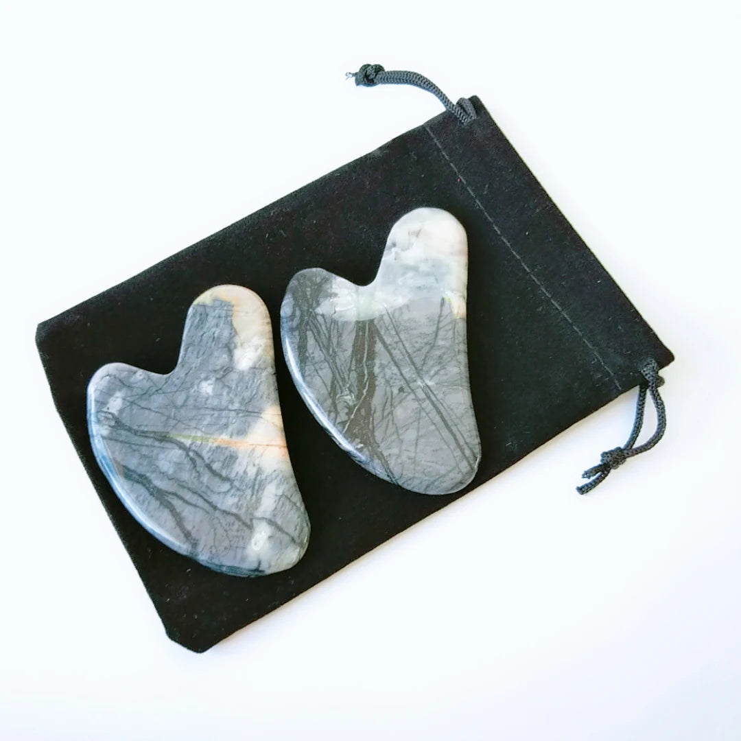 2026 Home use Fast to Ship Massage Tools Healing Stone Picasso Jasper Gua sha Board Facial Massage Scraping Guasha Board heart guastone