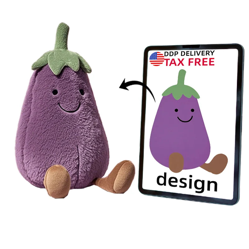 High Quality Customized Funny Eggplant Plush Toy Vegetable Plushies with PP Cotton Filling