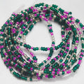 Green Color Fashion African Mix Glass Seed Beads Tie on Waist Beads Belly Body Chain with Clasp Double Cotton String for Ladies