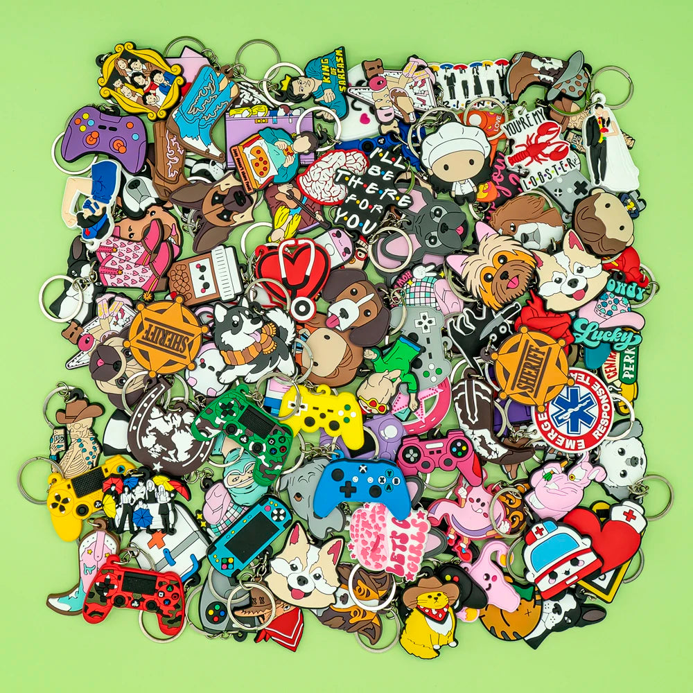 PVC Keychain Cute Cartoon Dogs Key Chain Keyring Wholesale Custom Logo Rubber Car Key Accessories Fit Men Boys Gifts