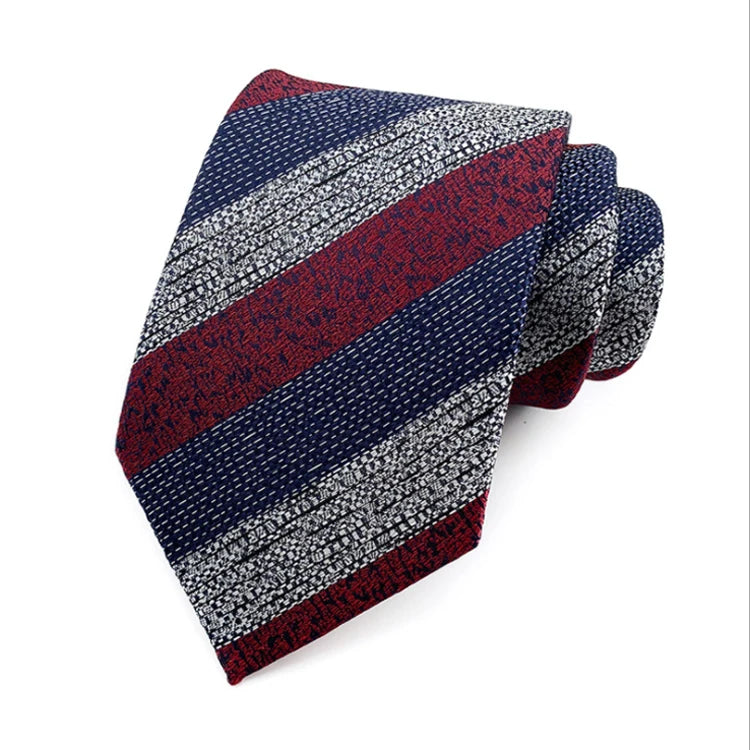 Custom Mens Neck Tie Classical Striped Necktie Wholesale Woven Jacquard  Polyester Tie