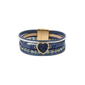High Quality Handmade Women Wide Zinc Alloy Heart Leather Wrap Bracelets