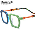 Borregls Multicolor Matte Acetate Glasses Frame Women 2025 Fashion Square Eyeglasses Optical Spectacles Man Retro Eyewear 19373