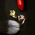 Dainty Womens Open Matte Gold Plated butterfly Gemstone Rings Diamond Ring Stainless Steel
