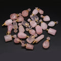 Hongzhuo Gemstone Perfume Bottle Necklace Rose Quartz Natural Crystal Women Necklace  Quartz Essential Oil Diffuser Pendant
