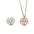 GT 925 Sterling Silver Magnetic Heart Necklace Deformable Clavicle Four Leaf Clover Pendant for Parties Weddings Zircon