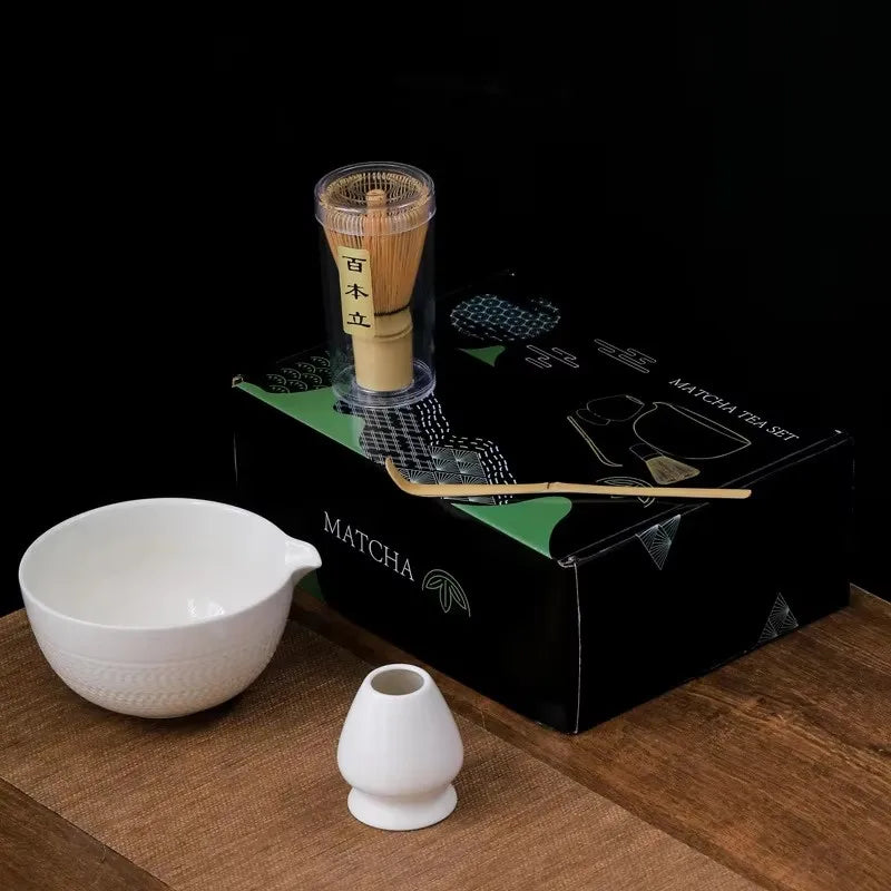 2025 Custom Logo Ceremonial Grade Matcha Tea Set Ceramic Bowl Cup Spoon Whisk Holder Kit