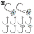 Wholesale ASTM F136 Titanium 20G Threadless S-Curved Nostril Nail Flower Nose Bone Studs for Women Wedding Piercing Jewelry