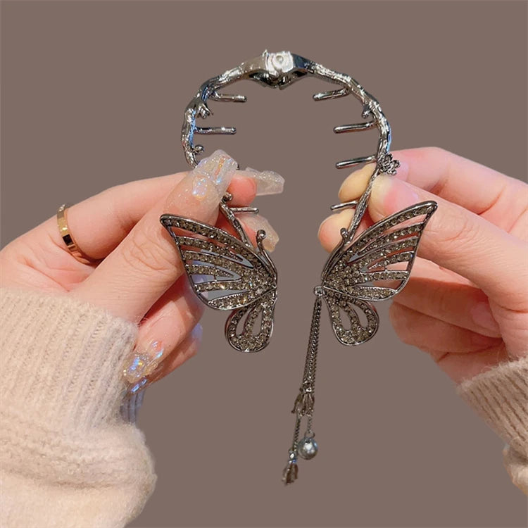 Rhinestone Hair Clips Metal Hair Bows Clip with Pearls Ponytail Bow Hair Clips for Women