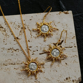 Trendy 2024 Italian Vintage Jewellery Fashion Jewelry Sets Sun Apolo Fine Necklaces Earrings 18k Gold Necklace for Women and Men