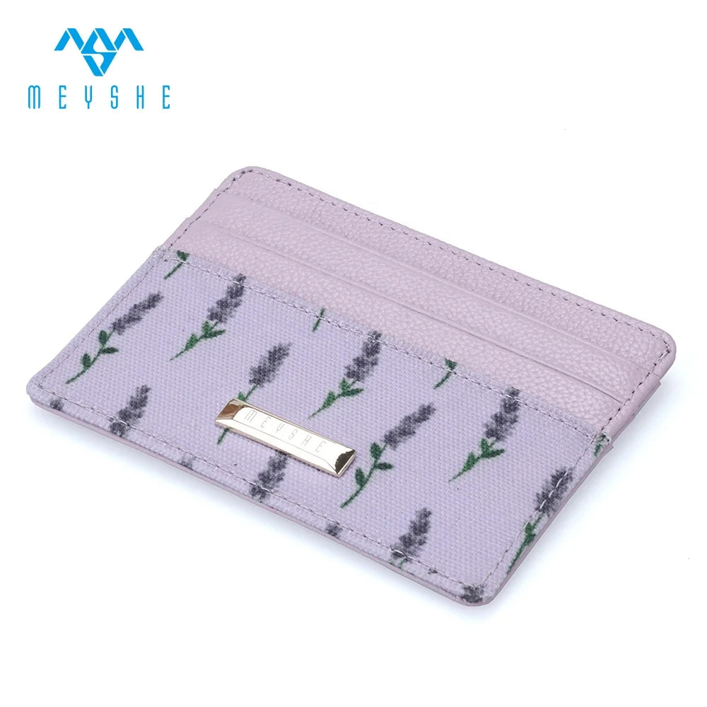 Custom Personalised RFID Card Holder Wallet Genuine Leather & Canvas with Sublimation Embossed Logo Metal logo  for Credit Cards