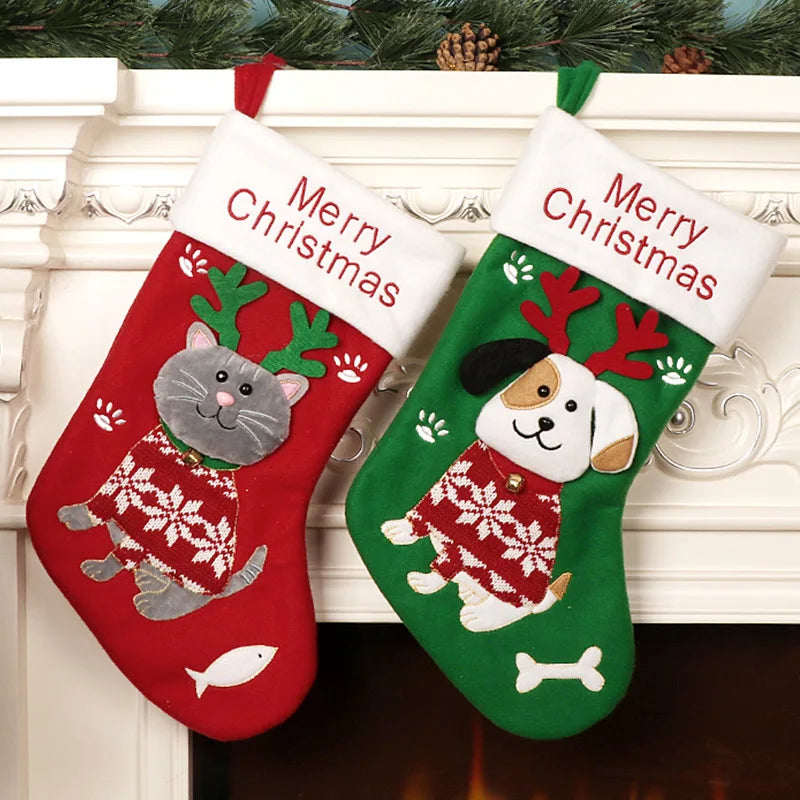TW-545 Pet Christmas Stockings With Embroidered Dog Cat